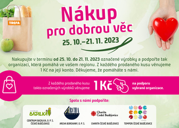 Nákup pro dobrou věc - prodejna TREFA podporuje i Charitu České Budějovice
